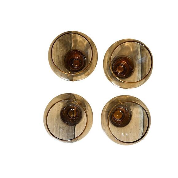 Set of 4 Vintage? Mid century Modern drinking classes. Ombre Amber. Beer/Wine - Picture 2 of 5